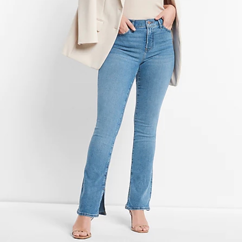Express skyscraper mid rise split hem Jean in 2 reg